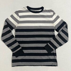 Striped Long Sleeve Crewneck Shirt - Black & Gray